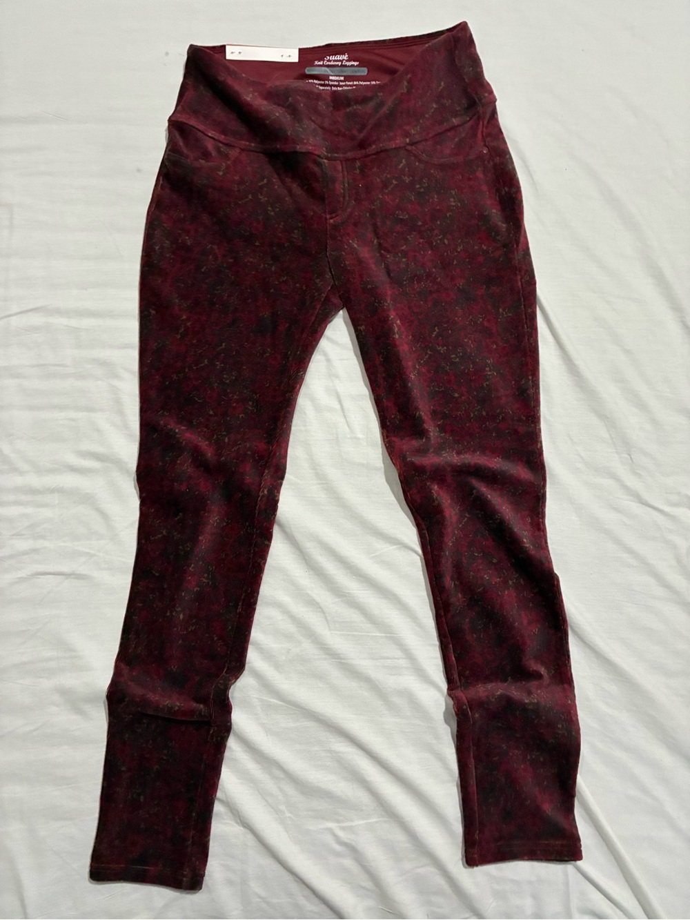 Khaki & Co Tummy Control Women’s Corduroy Stretch Legging Medium Burgundy
